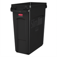 Rubbermaid Commercial Slim Jim 16-Gallon Rectangular Open-Top Waste Container, Black