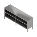 Thumbnail image #1 for John Boos EBOS6-24144 144 x 24 Inch Stainless Steel Open Front Work Table with 16-Gauge 300 Series Top and Fixed Undershelf