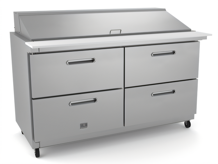 Product image #2 for Kelvinator Commercial 61-Inch Two-Section Mega Top 4-Drawer Refrigerated Prep Table, 24-1/6 Pan