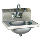 Thumbnail image #1 for Eagle Group HSA-10-FW-1X Wall-Mounted Hand Wash Sink, 304 Stainless Steel, Wrist-Handle Faucet, 13-1/2 x 9-3/4 x 6-3/4 in. Bowl