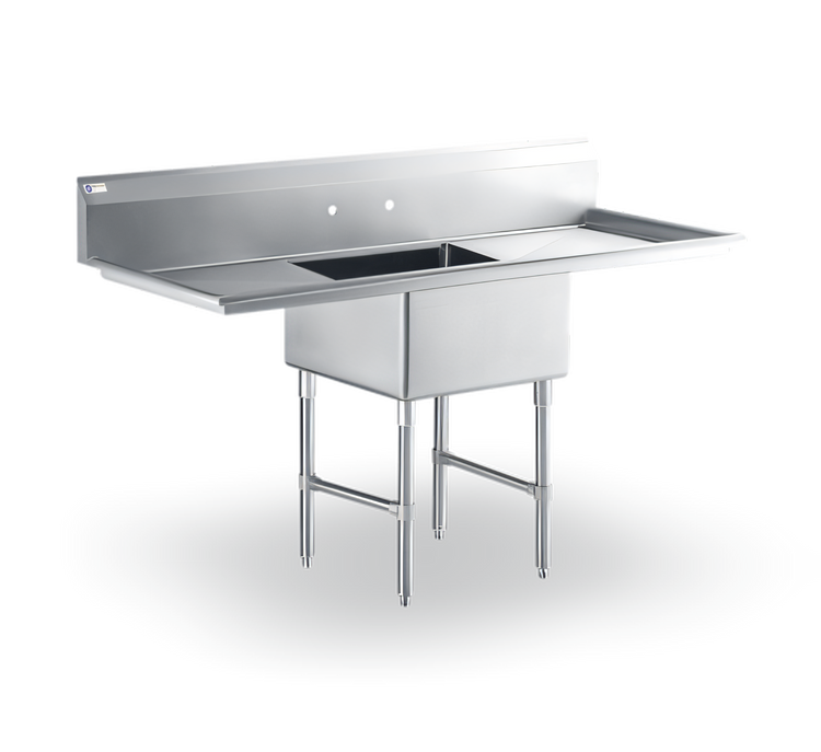 Product image #1 for Steel Works Stainless 18-Gauge 304 Stainless Steel One-Compartment Sink with Dual 24-Inch Drainboards