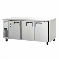 Everest Refrigeration ETF3 3-Section Undercounter/Worktop Freezer with Stainless Steel Worktop and Doors