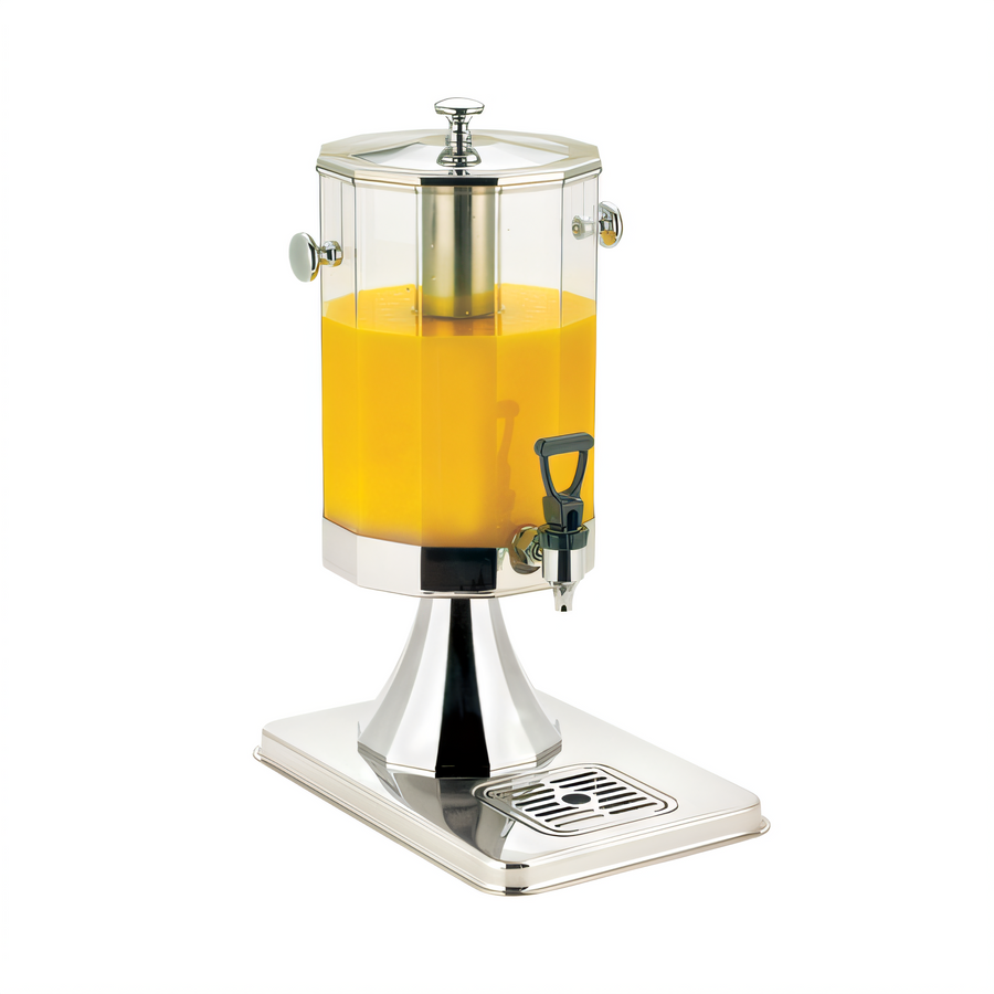 Product image #1 for Browne USA Foodservice Stainless Steel Polygonal Beverage Dispenser, 7 Qt, 12-Sided Clear Cylinder