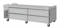 Turbo Air PRO Series 84-Inch Two-Section Freezer Chef Base with 4 Drawers and Flat Top