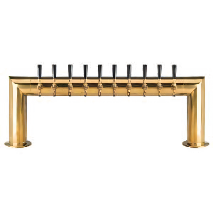 Product image #1 for Micro Matic Pass-Thru Countertop Glycol-Cooled Draft Beer Tower, 10 Faucets, 2 Columns, PVD Brass Finish