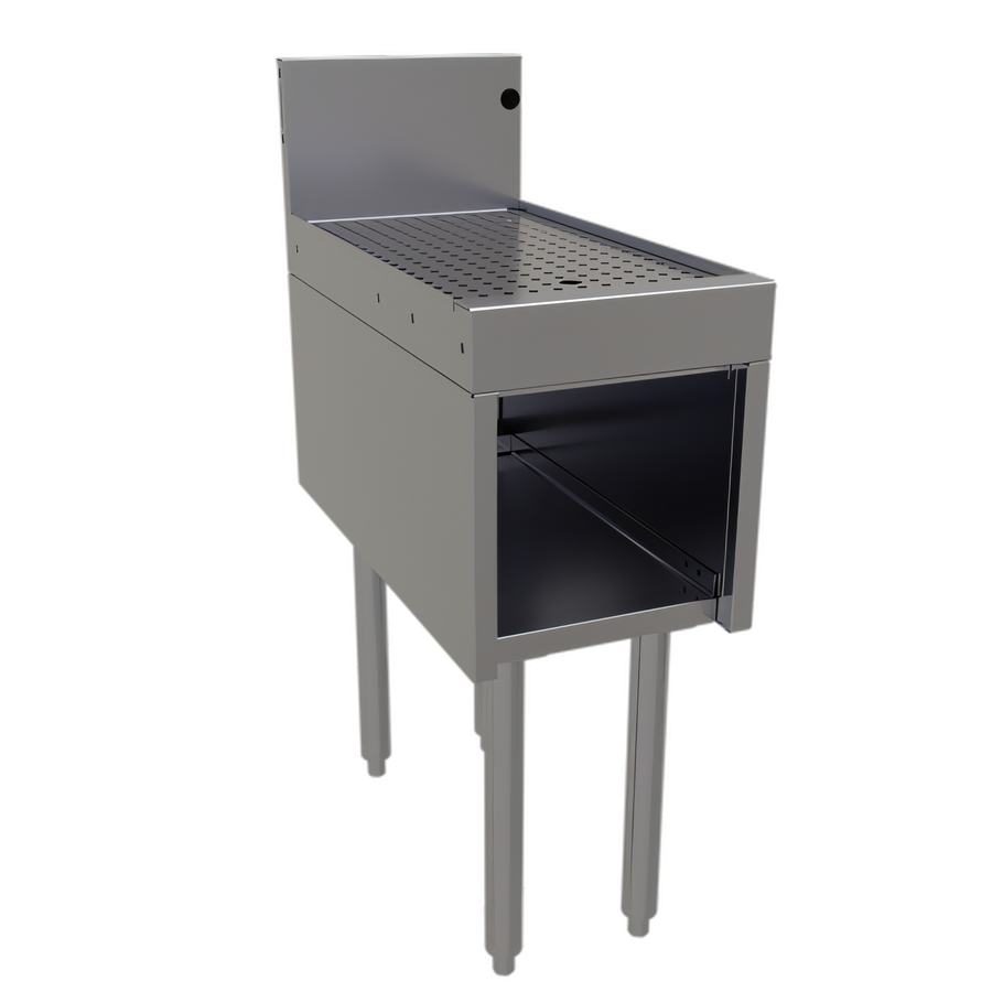 Product image #1 for 12-Inch Wide Underbar Drainboard Half Cabinet, 24-Inch Deep, Open Front, Without Door