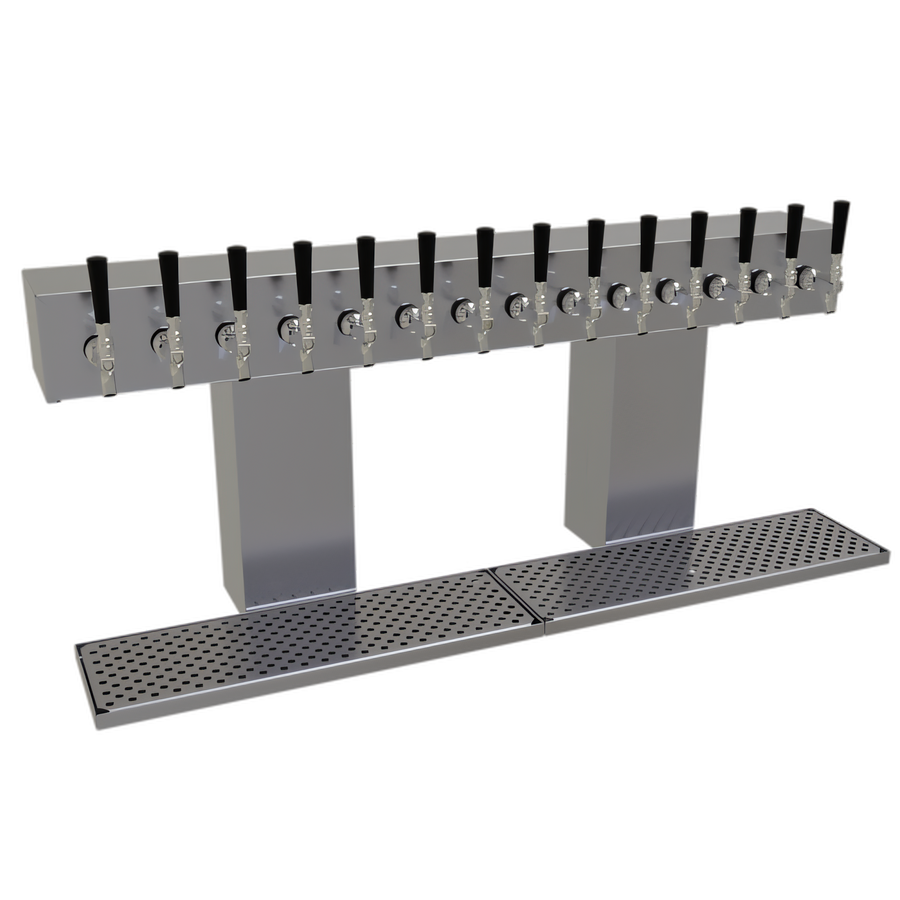 Product image #1 for Glastender 14-Faucet Countertop Air-Cooled 2-Column Bridge Draft Dispensing Tower, Stainless Steel