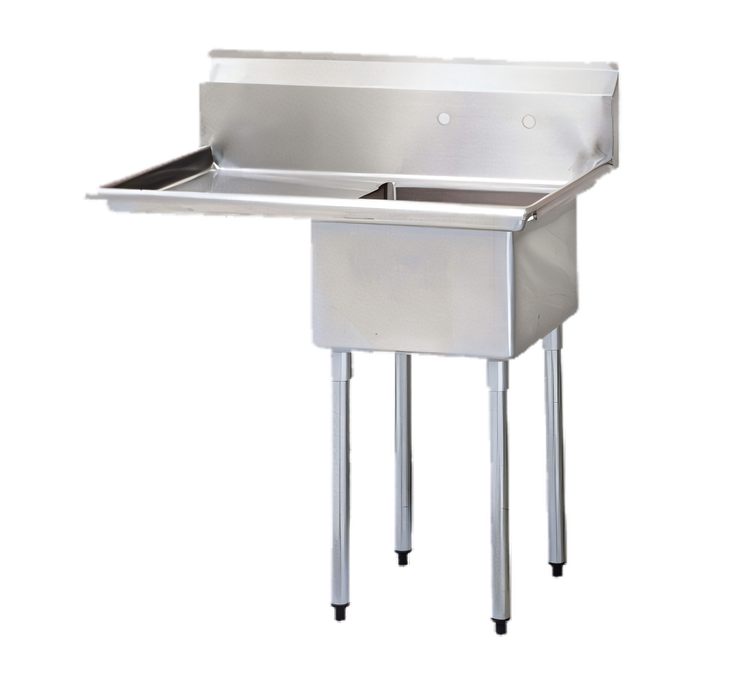 Product image #1 for Turbo Air 1-Compartment Stainless Steel Sink with 24-Inch Left-Hand Drainboard and 24 x 24 x 14 Inch Bowl