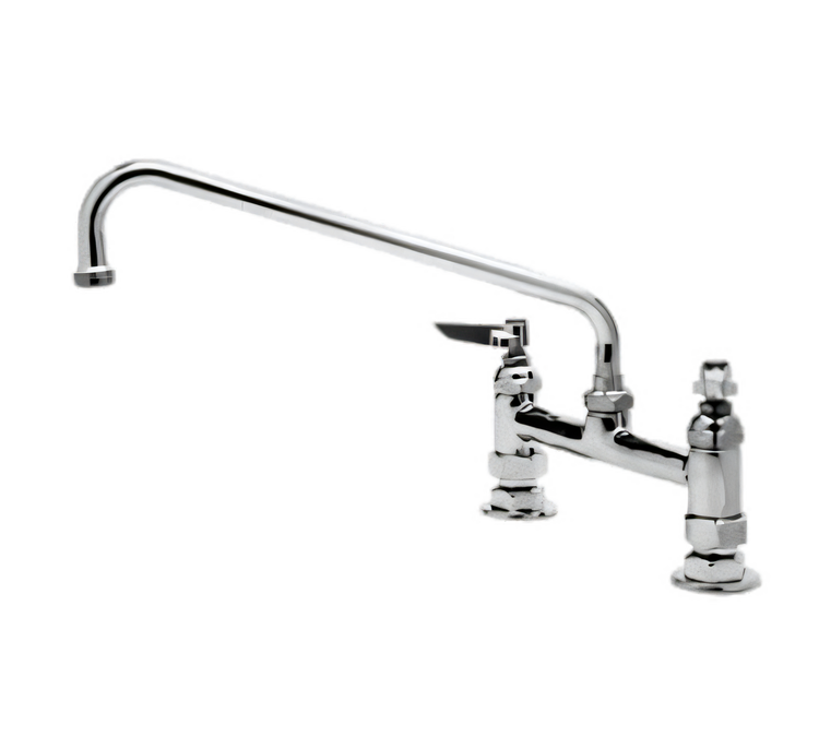 Product image #1 for T&S Brass Deck Mount Mixing Faucet with 12-Inch Swing Nozzle and 8-Inch Centers