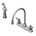 Thumbnail image #1 for T&S Brass B-1172-T Deck-Mount Workboard Faucet with 8-Inch Centers, Gooseneck, Diverter, Side Spray and Rose Spray
