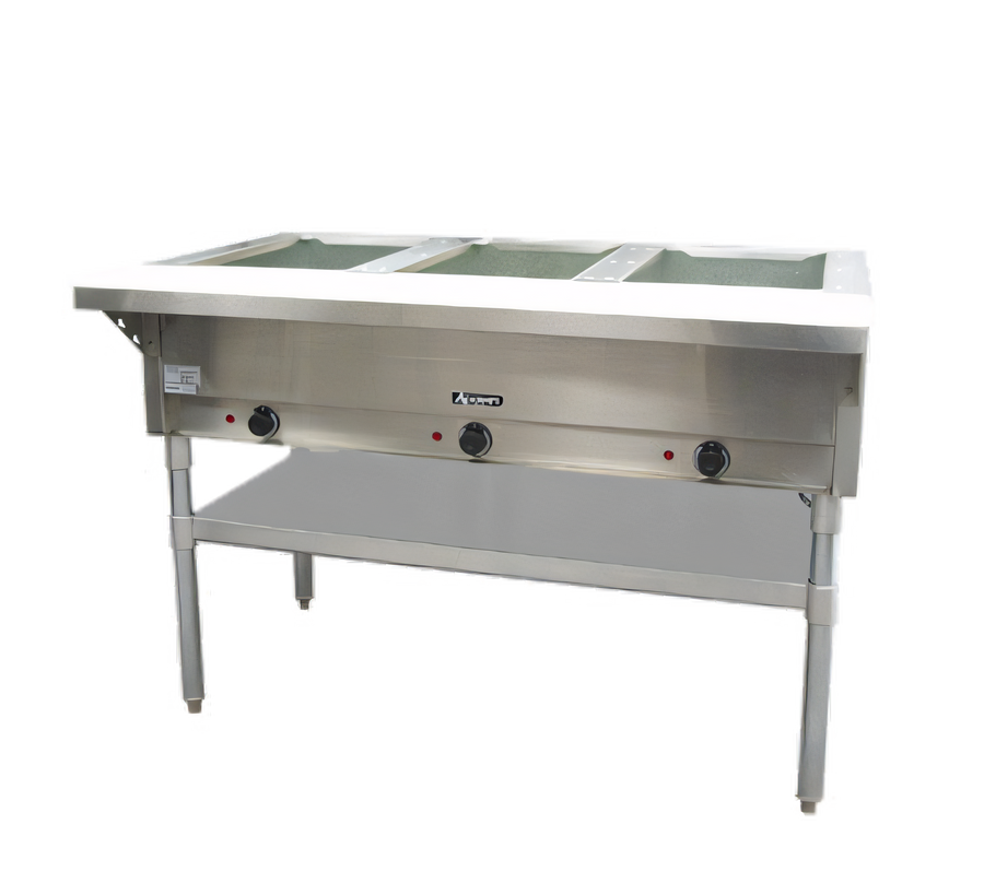 Product image #1 for Admiral Craft 48-1/2 Inch Wide 3-Well Open Well Electric Steam Table with Cutting Board and Undershelf