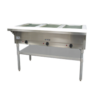 Admiral Craft 48-1/2 Inch Wide 3-Well Open Well Electric Steam Table with Cutting Board and Undershelf