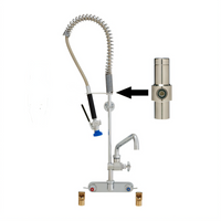 Fisher Spring Style Pre-Rinse Unit with Add-On Faucet and 14-Inch Swing Spout, Backsplash Mount, 8-Inch Centers
