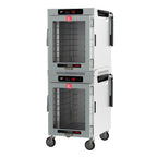 Thumbnail image #1 for Metro HotBlox™ HBCW16-DCPS-M Mobile Dual-Cavity Pass-Thru Insulated Holding Cabinet, Digital Touchscreen, 16-Pan, Clear Front/Solid Rear