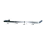 Thumbnail image #1 for BK Resources BK-WPR1-72 Wall-Mount Single-Bar Pot Rack, 72 x 12 Inches, 304 Stainless Steel, 6 Double-Prong Hooks