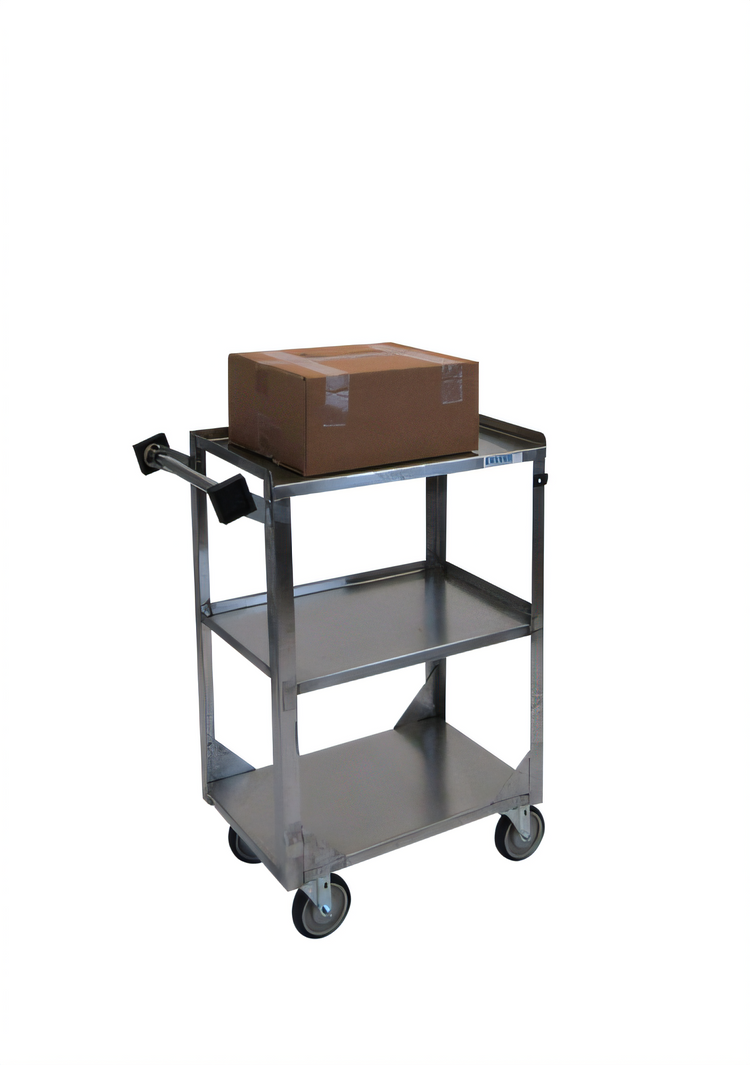 Product image #2 for Channel Manufacturing 3-Shelf Stainless Steel Utility/Bussing Cart with 5-Inch Swivel Casters, 27.5 x 16 x 34 Inches