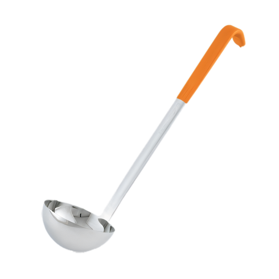 Product image #1 for Vollrath Jacob's Pride 8 oz Orange Kool-Touch One-Piece Heavy-Duty Stainless Steel Ladle