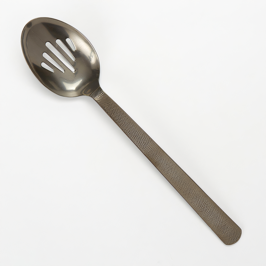 Product image #1 for American Metalcraft Vintage Hammered Black 13 1/4-Inch Slotted Serving Spoon