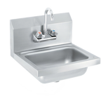 Thumbnail image #1 for Vollrath K1410-C Wall-Mounted 304 Stainless Steel Hand Sink with Gooseneck Faucet, Strainer and 5-1/2-Inch Deep Bowl, 17 x 15 Inches