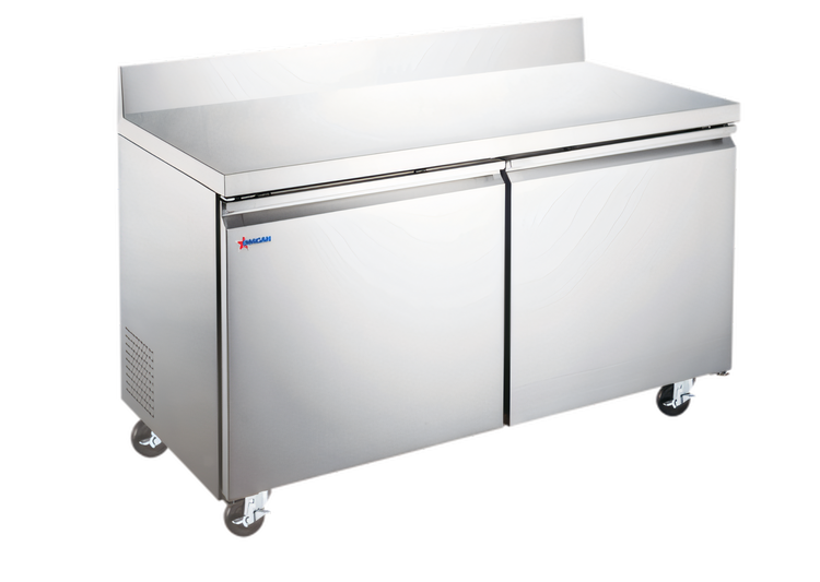 Product image #1 for Omcan USA Two-Section 60-Inch Worktop Freezer with 3-1/2-Inch Backsplash, 15 Cu. Ft., Two Solid Doors