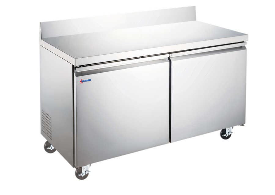 Product image #1 for Omcan USA Two-Section 60-Inch Worktop Freezer with 3-1/2-Inch Backsplash, 15 Cu. Ft., Two Solid Doors