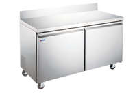 Omcan USA Two-Section 60-Inch Worktop Freezer with 3-1/2-Inch Backsplash, 15 Cu. Ft., Two Solid Doors