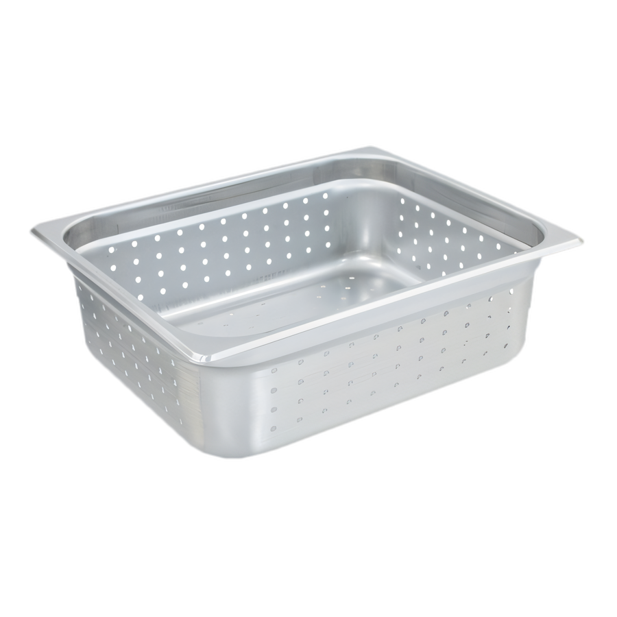 Product image #1 for Crestware Saf-T-Stak 1/2 Size Perforated Stainless Steel Steam Table/Holding Pan, 2-1/2 Inch Deep