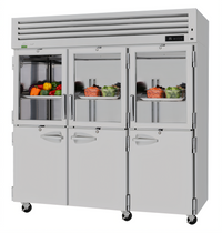 Turbo Air PRO Series 3-Section Glass & Solid Half-Door Reach-In Refrigerator, 74.78 Cu. Ft., Top Mount Self-Contained, 115V