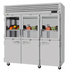 Thumbnail image #1 for Turbo Air PRO Series 3-Section Glass & Solid Half-Door Reach-In Refrigerator, 74.78 Cu. Ft., Top Mount Self-Contained, 115V