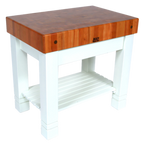 Thumbnail image #1 for John Boos American Heritage CHY-HMST36245 36 x 24 x 34-Inch 5-Inch Cherry End-Grain Butcher Block Work Table with Drawer and Shelf