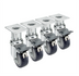 Thumbnail image #1 for Krowne Royal Series Adjustable Height Plate Caster Set, 3 Inch Swivel Locking Wheels, Grease Resistant, 4 Pack