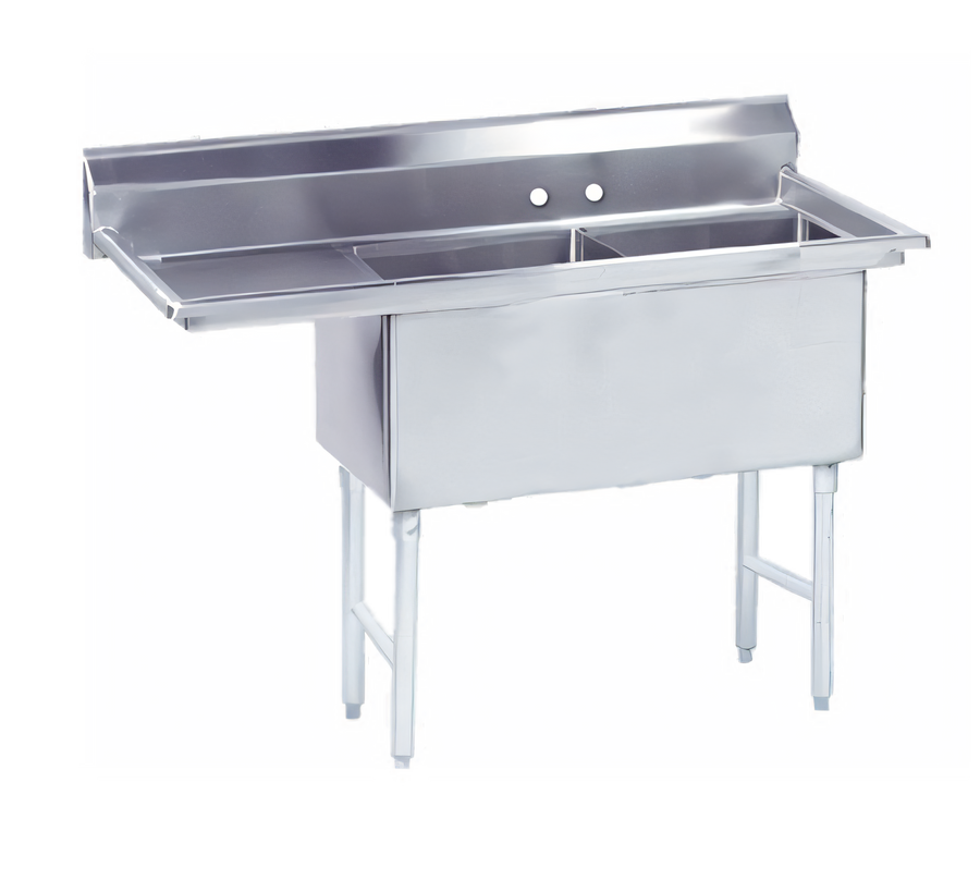 Product image #1 for Advance Tabco Special Value Series 2-Compartment Fabricated Sink with 24-Inch Left Drainboard