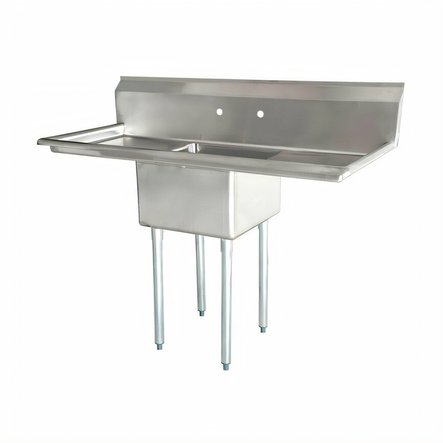 Product image #1 for Commercial 54-Inch Wide 1-Compartment Pot Sink with Left and Right Drainboards, 304 Stainless Steel