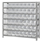Thumbnail image #1 for Quantum 1839-103CL Heavy-Duty Stationary Wire Shelving Unit, 7 Shelves with 48 Clear Bins, 36 x 18 x 39 Inches