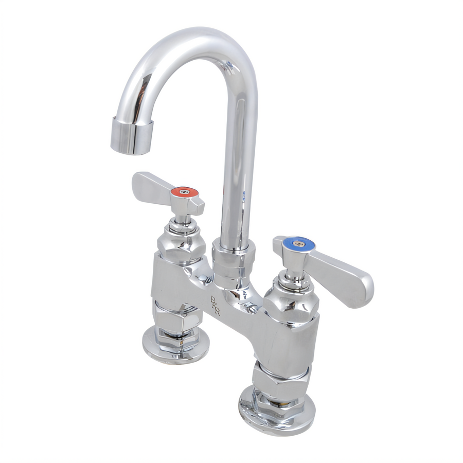 Product image #1 for BK Resources OptiFlow Heavy Duty Lead-Free Deck-Mount Faucet with 8" Gooseneck Spout, 4" Centers