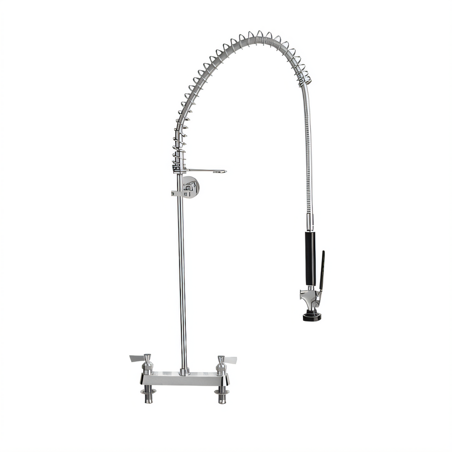 Product image #1 for Fisher 8-Inch Deck-Mounted Pre-Rinse Assembly with Spring-Action Flexible Gooseneck and Ultra-Spray PLUS Spray Valve