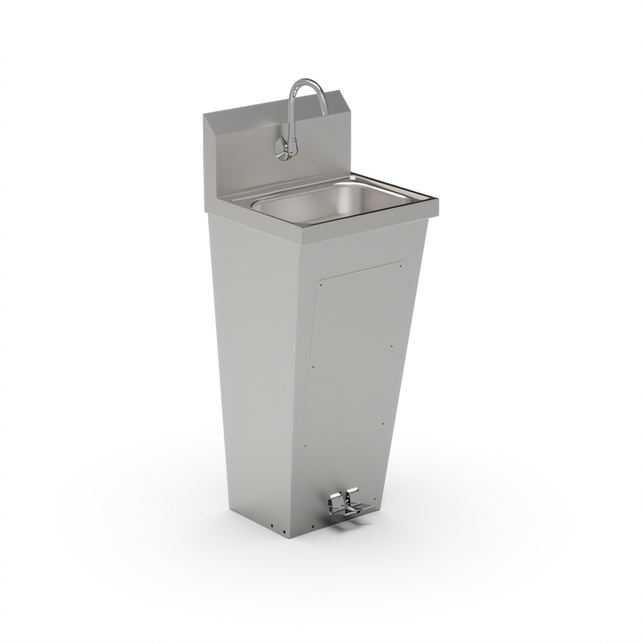 Product image #1 for John Boos Pro-Bowl Floor-Mount Pedestal Hand Sink with Faucet and Foot Valves