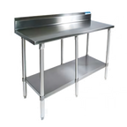 Thumbnail image #1 for BK Resources SVTR5-9630 96 x 30 Inch Stainless Steel Work Table with 5-Inch Riser, 18-Gauge Top, and Adjustable Undershelf