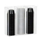 Thumbnail image #1 for Dispense-Rite CTCO-3CL 3-Section Clear Acrylic Portion Cup & Lid Organizer, Countertop/Wall Mount, Holds 2–4 oz Cups