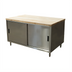 Thumbnail image #1 for BK Resources 60-Inch x 30-Inch Hard Maple Wood Top Chef Table with Stainless Steel Cabinet Base and Sliding Doors