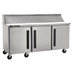 Thumbnail image #1 for Traulsen Centerline Compact Three-Section Reach-In Prep Table Refrigerator, 72 Inch Wide, Solid Doors