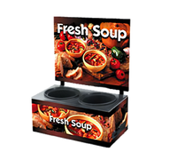 Cayenne® Twin Well Soup Merchandiser with Menu Board and Country Kitchen Graphics