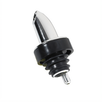 Winco Classic Chrome Fast-Flow Liquor Pourer with Black Collar