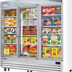 Thumbnail image #1 for Everest Refrigeration EMGF69 69 Cu. Ft. Three-Section Glass Door Merchandiser Freezer, White, Bottom-Mounted Refrigeration