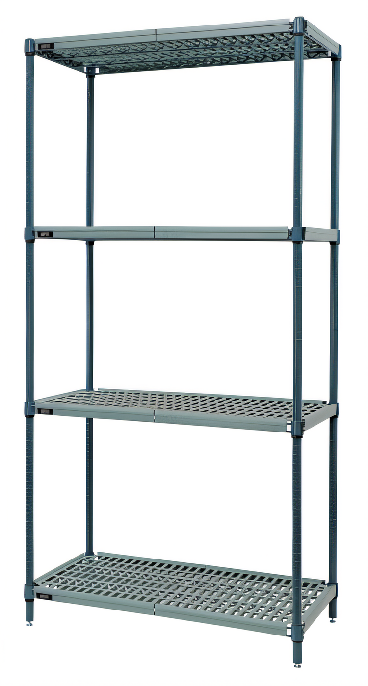 Product image #1 for Quantum Stationary 4-Tier Wire Plastic Mat Shelving Unit, 54 x 24 x 74 Inches, Green Epoxy
