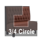 Thumbnail image #1 for ATSMFG ATS AT&S-ATQ-K42-BT GR6 Kevin Three Quarter Circle Booth, single, 48" x 90" x 90" x 48"long x 42" high, Sewn Button-tuft back, removable