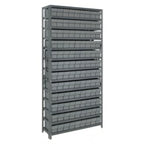 Thumbnail image #1 for Quantum 1275-501 Heavy-Duty Stationary Wire Shelving Unit, 36"W x 12"D x 75"H, 13 Shelves, 108 Bins
