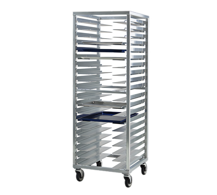 Product image #1 for New Age Universal Mobile Stepped-Angle Pan Rack, 20-Pair, 3-Inch Spacing