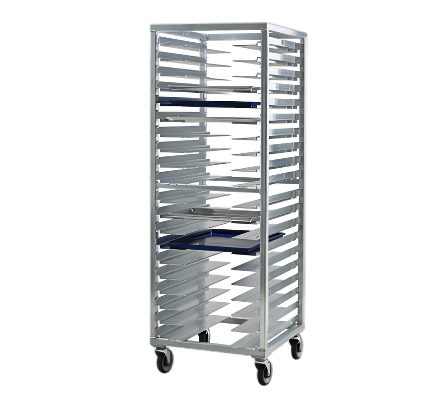 Product image #1 for New Age Universal Mobile Stepped-Angle Pan Rack, 20-Pair, 3-Inch Spacing