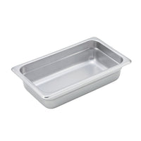 Winco 1/4 Size 24-Gauge Anti-Jamming Solid Stainless Steel Steam Table Pan, 2-1/2 Inch Deep